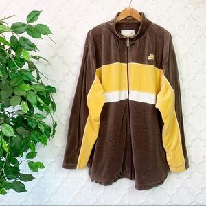 Retro Nike Yellow Brown Velour Zip-Up Sweatshirt